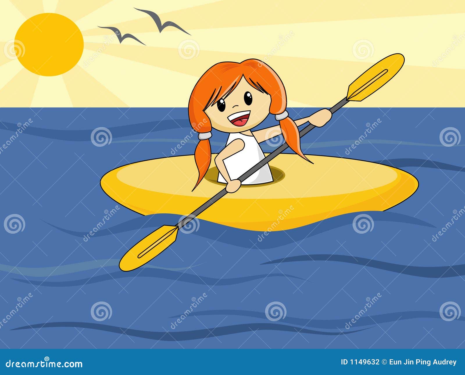 Girl in Canoe stock vector. Illustration of illustration 